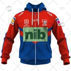NRL Newcastle Knights Custom Name Number 2022 Home Jersey Zip Up Hoodie
