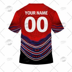 Alternative view of NRL Newcastle Knights Custom Name Number 2022 Indigenous Fishing Jersey T-Shirt