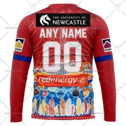 Alternative view of NRL Newcastle Knights Custom Name Number 2023 Indigenous Jersey Sweatshirt