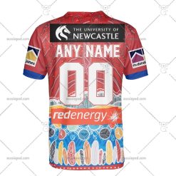 Alternative view of NRL Newcastle Knights Custom Name Number 2023 Indigenous Jersey T-Shirt