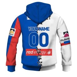 Alternative view of NRL Newcastle Knights Custom Name Number 2023 Mix Jersey V2 Zip Up Hoodie
