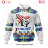 NRL Newcastle Knights Custom Name Number Autism Awareness Zip Up Hoodie