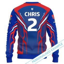 Alternative view of NRL Newcastle Knights Custom Name Number Blue Kids Sweatshirt