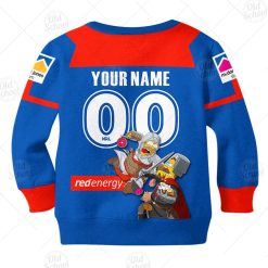 NRL Newcastle Knights Custom Name Number x The Simpsons 2020 Halloween Kids Sweatshirt - Image 2