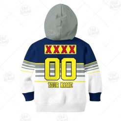 Alternative view of NRL North Queensland Cowboys Custom Name Number 1995 Vintage Retro Heritage Jersey Kids Pullover Hoodie