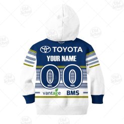 Alternative view of NRL North Queensland Cowboys Custom Name Number 2020 Home Jersey Kids Pullover Hoodie
