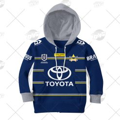 Alternative view of NRL North Queensland Cowboys Custom Name Number 2021 Home Jersey Kids Pullover Hoodie