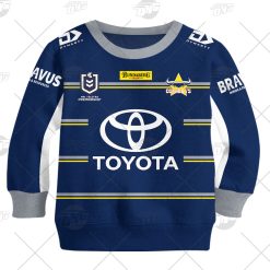NRL North Queensland Cowboys Custom Name Number 2021 Home Jersey Kids Sweatshirt