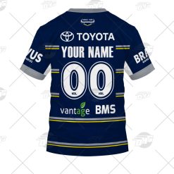 Alternative view of NRL North Queensland Cowboys Custom Name Number 2021 Home Jersey Kids T-Shirt