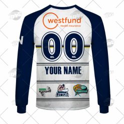 Alternative view of NRL North Queensland Cowboys Custom Name Number 2022 Gold Stars Jersey Sweatshirt