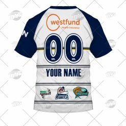 Alternative view of NRL North Queensland Cowboys Custom Name Number 2022 Gold Stars Jersey T-Shirt