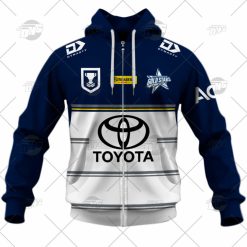 NRL North Queensland Cowboys Custom Name Number 2022 Gold Stars Jersey Zip Up Hoodie
