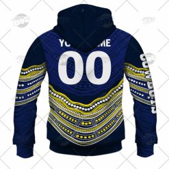 Alternative view of NRL North Queensland Cowboys Custom Name Number 2022 Indigenous Fishing Jersey Zip Up Hoodie