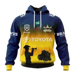 NRL North Queensland Cowboys Custom Name Number 2023 ANZAC Day Jersey Pullover Hoodie