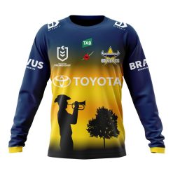NRL North Queensland Cowboys Custom Name Number 2023 ANZAC Day Jersey Sweatshirt