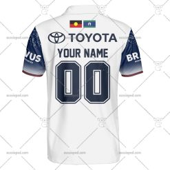 Alternative view of NRL North Queensland Cowboys Custom Name Number 2023 Indigenous Jersey Polo Shirt