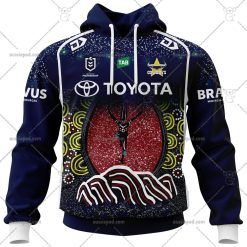 NRL North Queensland Cowboys Custom Name Number 2023 Indigenous Jersey Pullover Hoodie