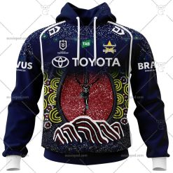 NRL North Queensland Cowboys Custom Name Number 2023 Indigenous Jersey Zip Up Hoodie