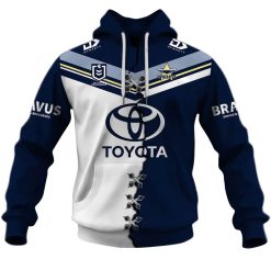 Alternative view of NRL North Queensland Cowboys Custom Name Number 2023 Mix Jersey V2 Pullover Hoodie