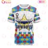 NRL North Queensland Cowboys Custom Name Number Autism Awareness T-Shirt