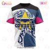 NRL North Queensland Cowboys Custom Name Number Fight Cancer T-Shirt