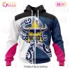 NRL North Queensland Cowboys Custom Name Number Fight Cancer Zip Up Hoodie