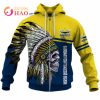 NRL North Queensland Cowboys Custom Name Number Native Skull Zip Up Hoodie