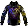 NRL North Queensland Cowboys Custom Name Number Rose Dragon Zip Up Hoodie