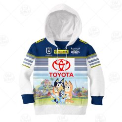 NRL North Queensland Cowboys Custom Name Number x Bluey Jersey Kids Pullover Hoodie