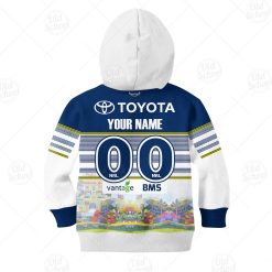 Alternative view of NRL North Queensland Cowboys Custom Name Number x Bluey Jersey Kids Pullover Hoodie