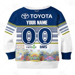 NRL North Queensland Cowboys Custom Name Number x Bluey Jersey Kids Sweatshirt - Image 2