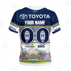 Alternative view of NRL North Queensland Cowboys Custom Name Number x Bluey Jersey Kids T-Shirt