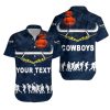 NRL North Queensland Cowboys Custom Text ANZAC Day Navy Hawaiian Shirt