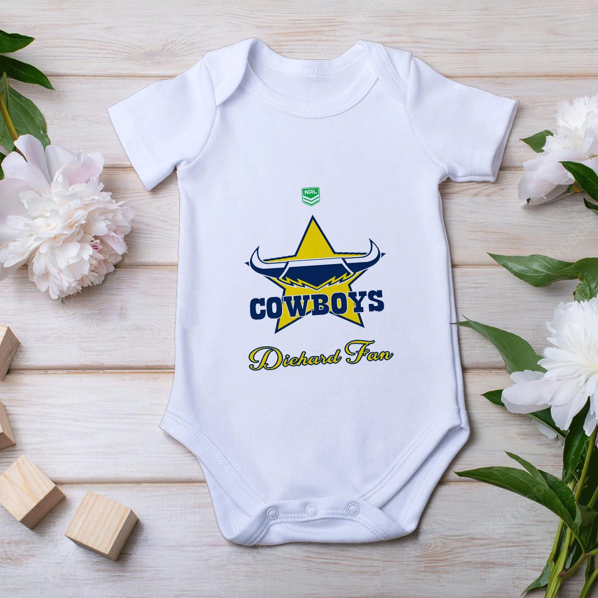NRL North Queensland Cowboys Diehard Fan Baby Onesie