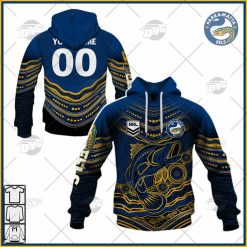 NRL Parramatta Eels Custom Name Number 2022 Indigenous Fishing Jersey Pullover Hoodie