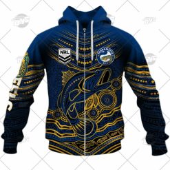 NRL Parramatta Eels Custom Name Number 2022 Indigenous Fishing Jersey Zip Up Hoodie