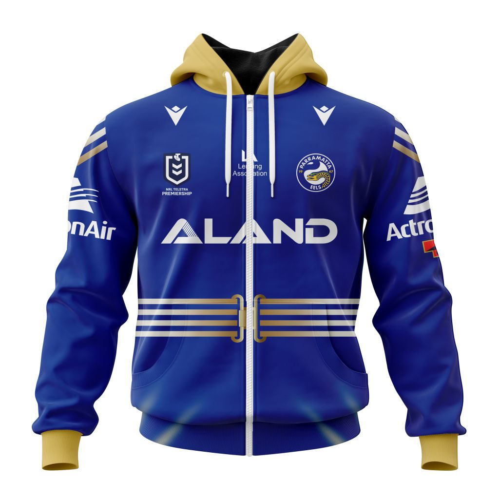 NRL Parramatta Eels Custom Name Number 2023 ANZAC Day Round Jersey Zip Up Hoodie