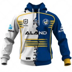 Alternative view of NRL Parramatta Eels Custom Name Number 2023 Mix Jersey V2 Pullover Hoodie