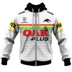 NRL Penrith Panthers Custom Name Number 2020 Away Jersey Zip Up Hoodie