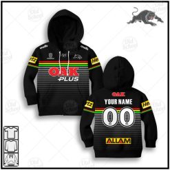 NRL Penrith Panthers Custom Name Number 2020 Home Jersey Kids Pullover Hoodie
