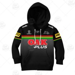 Alternative view of NRL Penrith Panthers Custom Name Number 2020 Home Jersey Kids Pullover Hoodie