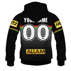 Alternative view of NRL Penrith Panthers Custom Name Number 2020 Home Jersey Zip Up Hoodie