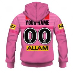 Alternative view of NRL Penrith Panthers Custom Name Number 2023 Away Jersey Zip Up Hoodie
