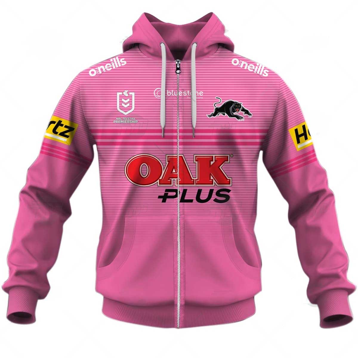 NRL Penrith Panthers Custom Name Number 2023 Away Jersey Zip Up Hoodie