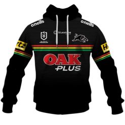 Alternative view of NRL Penrith Panthers Custom Name Number 2023 Home Jersey Pullover Hoodie