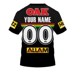 Alternative view of NRL Penrith Panthers Custom Name Number 2023 Home Jersey T-Shirt