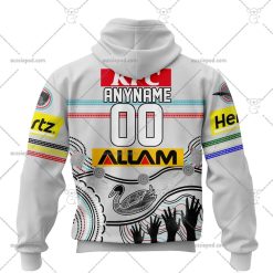 Alternative view of NRL Penrith Panthers Custom Name Number 2023 Indigenous Jersey Pullover Hoodie