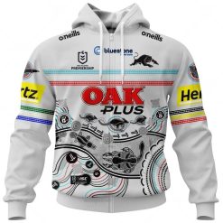 NRL Penrith Panthers Custom Name Number 2023 Indigenous Jersey Zip Up Hoodie