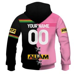 Alternative view of NRL Penrith Panthers Custom Name Number 2023 Mix Jersey V2 Zip Up Hoodie