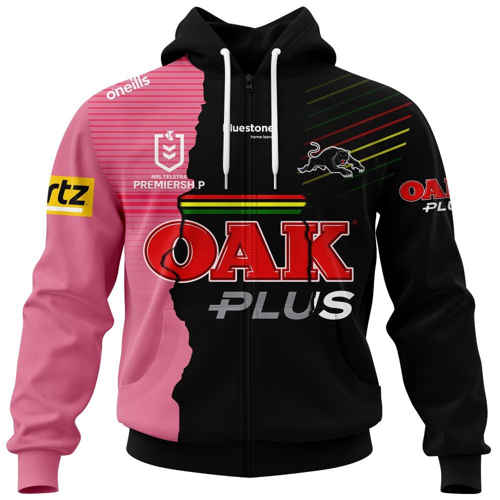NRL Penrith Panthers Custom Name Number 2023 Mix Jersey Zip Up Hoodie